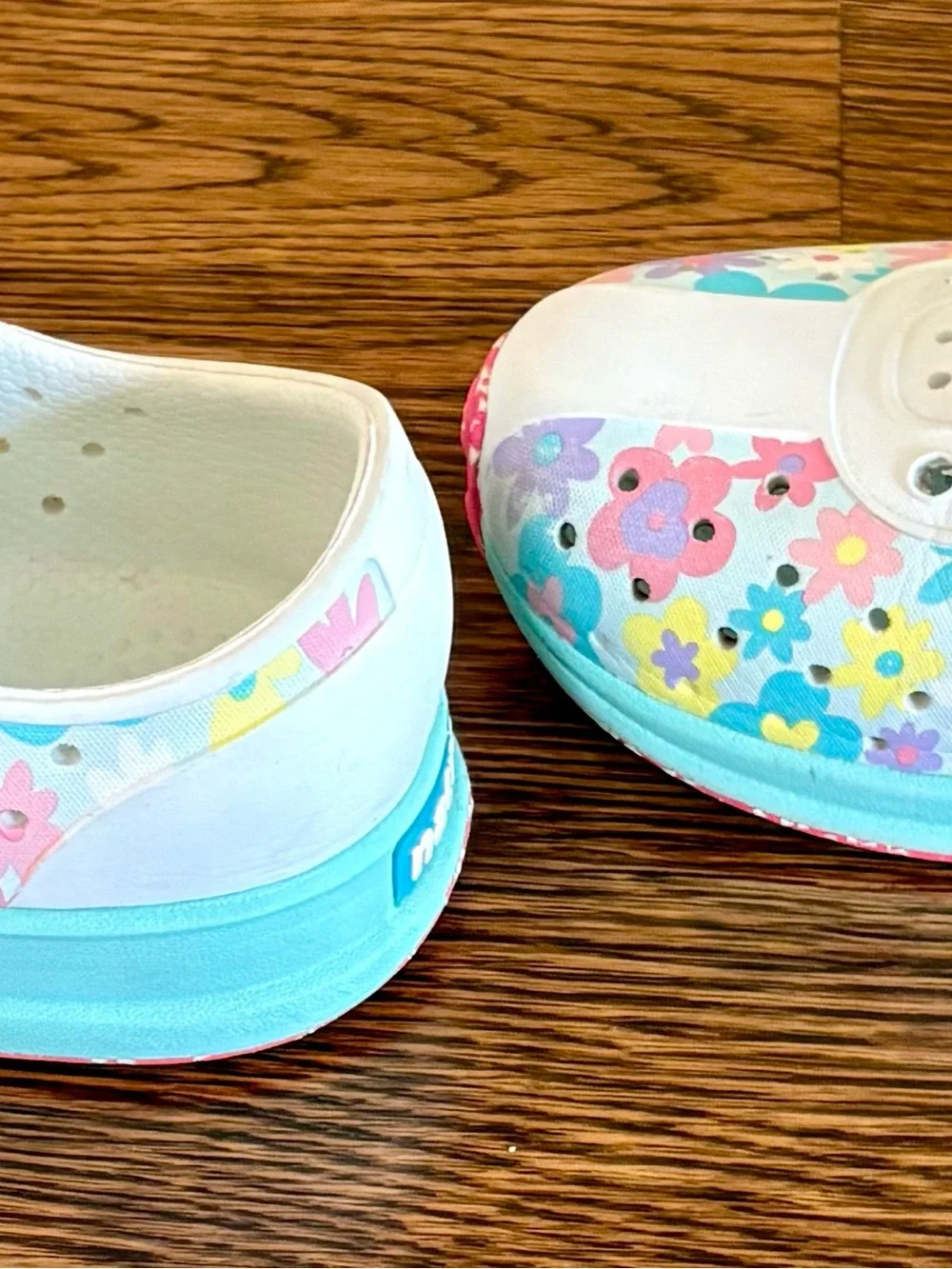Native Robbie Kids White Floral Slip-On Water Shoes with Multicolor Accents